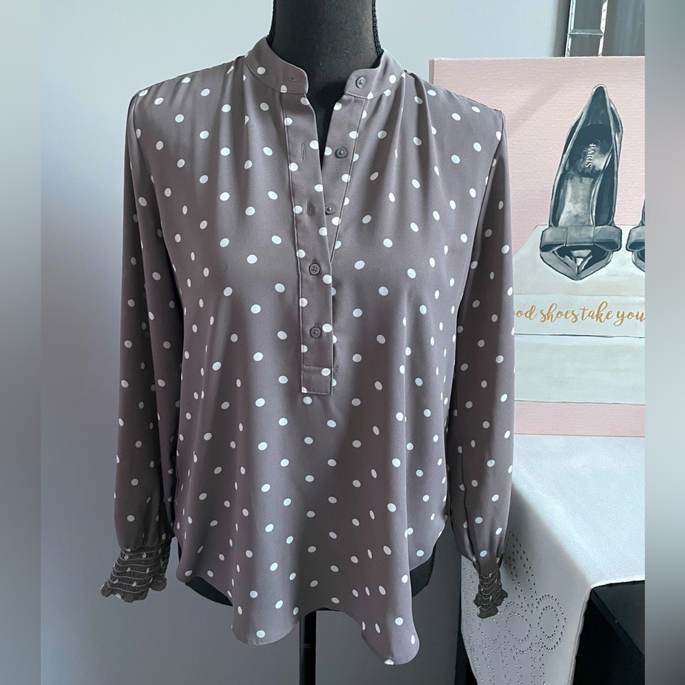 Petite LOFT Polka Dot Blouse